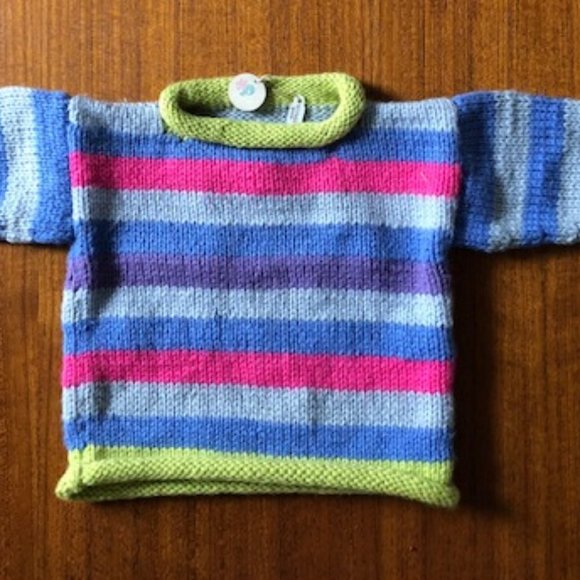 Hand Knit Stripey Cozy Pullover - Picture 2 of 6